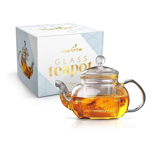 Glass Tea Pot & Tea Strainer For Loose Leaf Tea 400ml