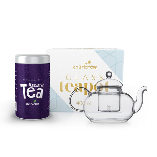 Glass 400ml tea pot with blooming tea set