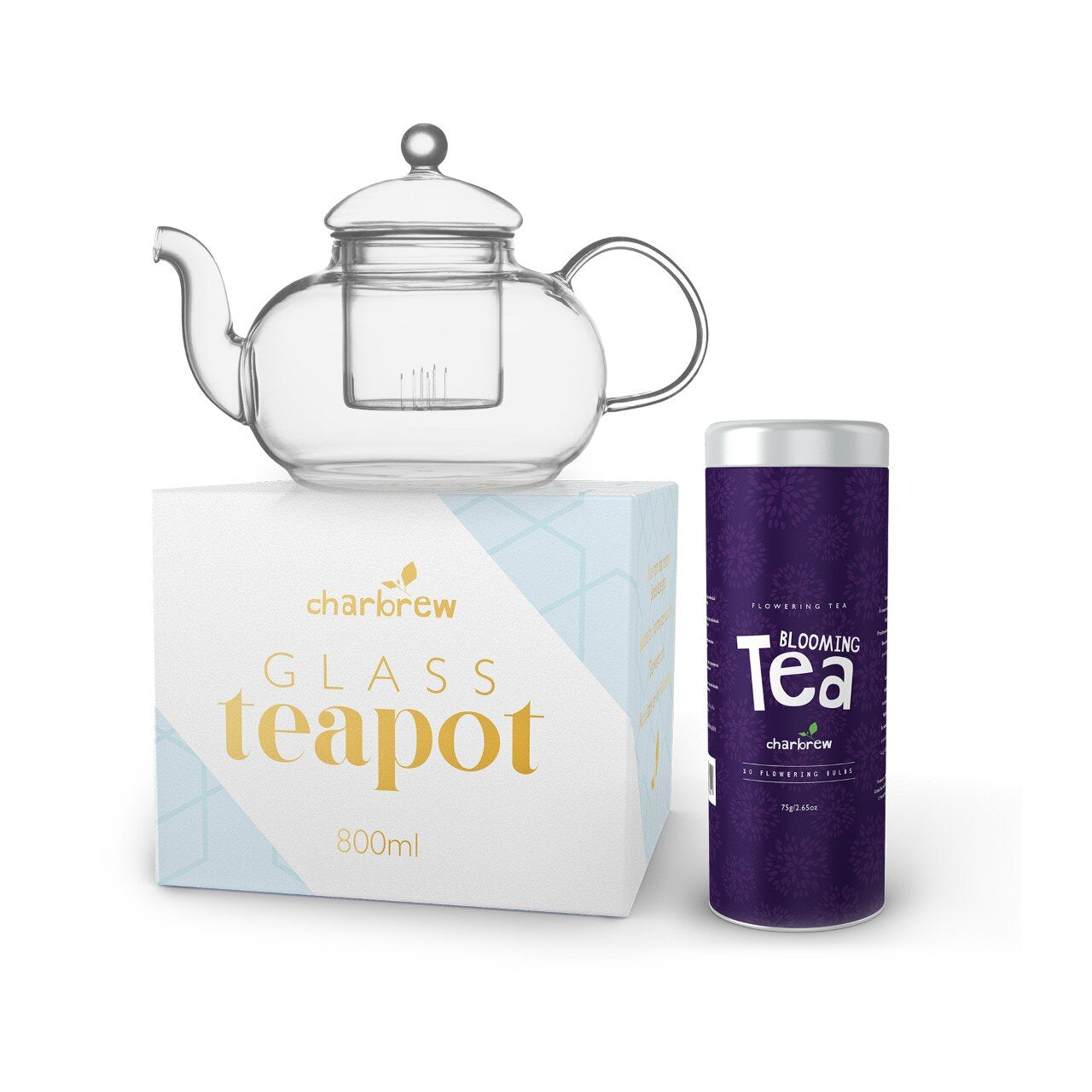 Glass 800ml tea pot with blooming tea set