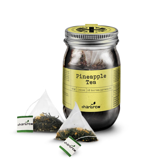 Pineapple Tea Bags Mason Jar - 16 Biodegradable Pyramid Bags