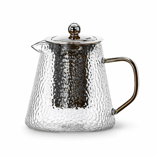 Silver Hammered Borosilicate Glass Teapot 900ml