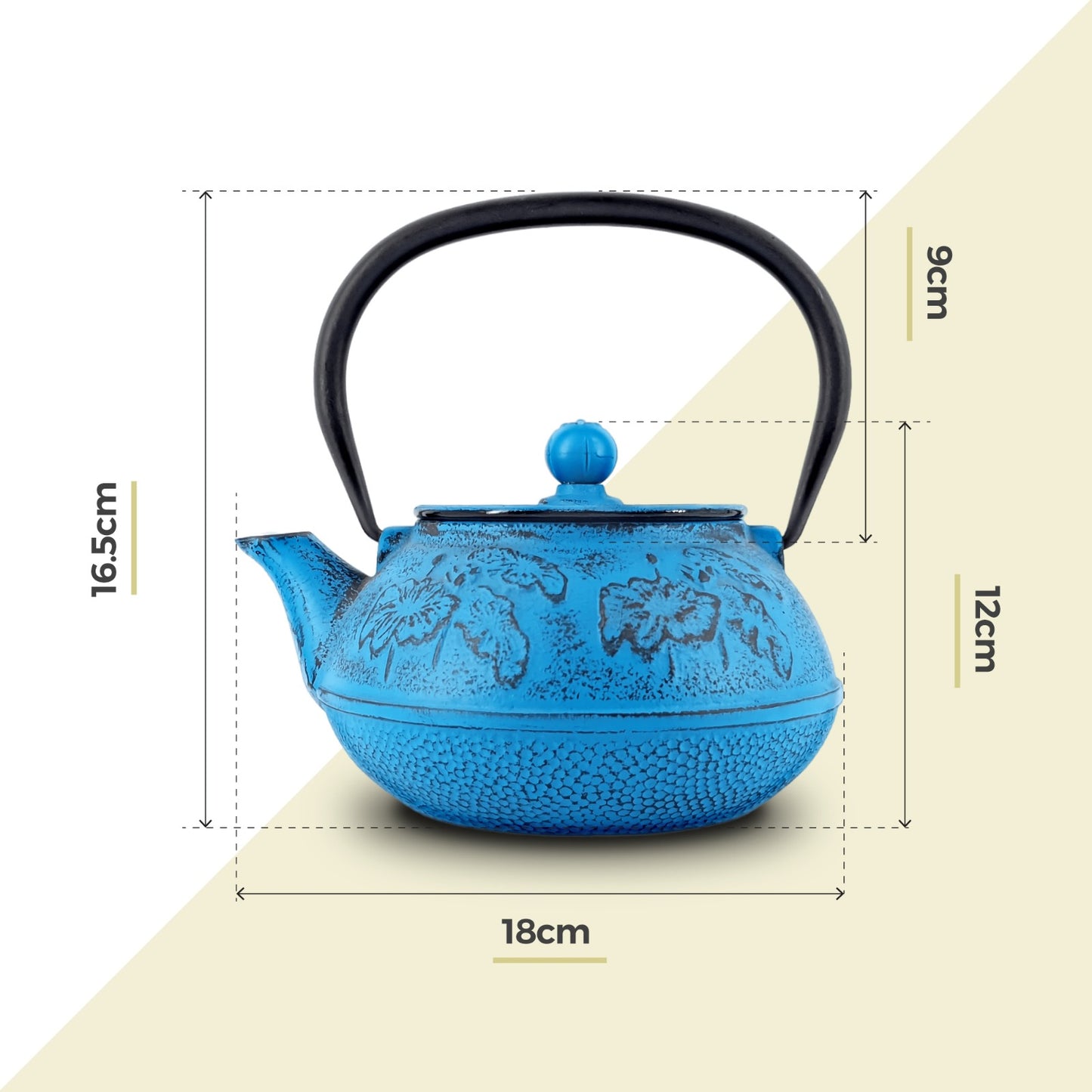 Chinese Tiffany Blue Cast Iron Teapot 900ml