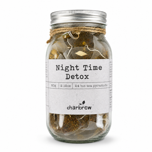 Night Time Tea Bags Mason Jar - 24 Biodegradable Pyramid Bags